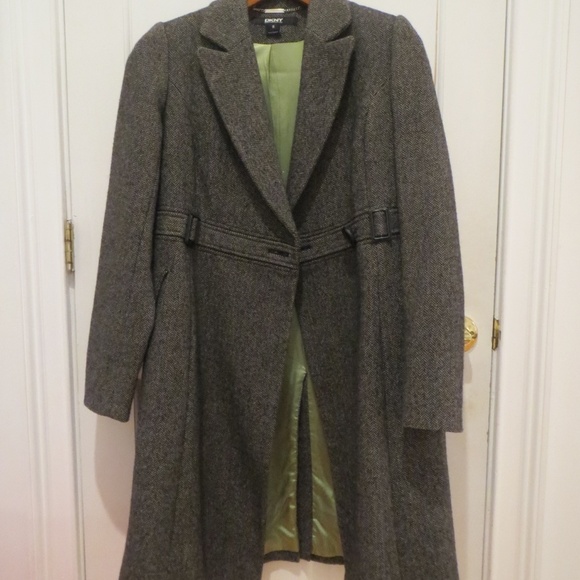 Vintage DKNY Donna Karan Women's Tweed Coat Wool overcoat - Picture 7 of 8